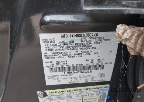 2008 Ford Taurus X Limited из США, поврежденный, VIN 1FMDK06W98GA03436